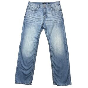BKE Buckle Seth Jeans Men 38x36 (Fits 37X33) Blue Straight Stretch Light Wash